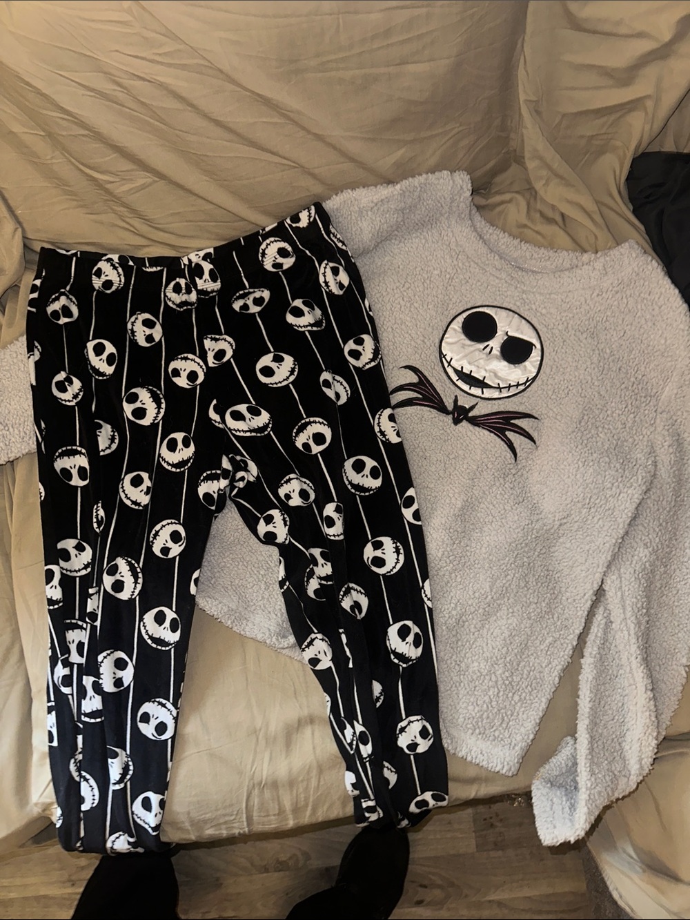Women’s Black & White Jack Skellington Pajama Set